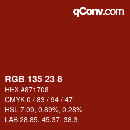 颜色代码: RGB 135 23 8 | qconv.com