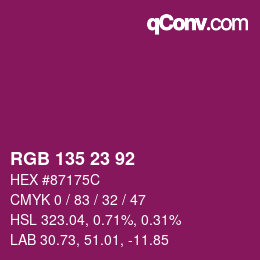 颜色代码: RGB 135 23 92 | qconv.com