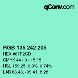 Farbcode: RGB 135 242 205 | qconv.com