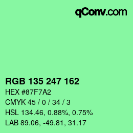 Color code: RGB 135 247 162 | qconv.com