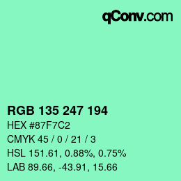 Color code: RGB 135 247 194 | qconv.com