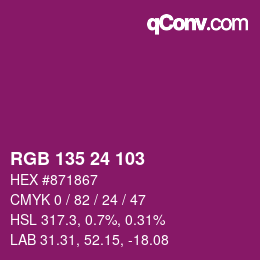 カラーコード: RGB 135 24 103 | qconv.com