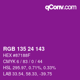 カラーコード: RGB 135 24 143 | qconv.com