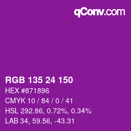 カラーコード: RGB 135 24 150 | qconv.com