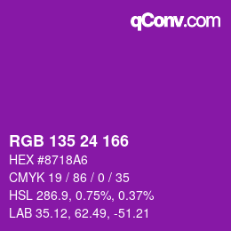 カラーコード: RGB 135 24 166 | qconv.com