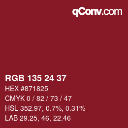 カラーコード: RGB 135 24 37 | qconv.com
