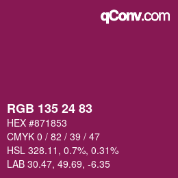 颜色代码: RGB 135 24 83 | qconv.com