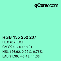 Color code: RGB 135 252 207 | qconv.com