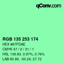 Color code: RGB 135 253 174 | qconv.com
