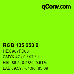 颜色代码: RGB 135 253 8 | qconv.com