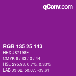 Color code: RGB 135 25 143 | qconv.com