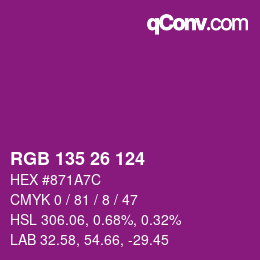 Color code: RGB 135 26 124 | qconv.com
