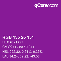 Color code: RGB 135 26 151 | qconv.com