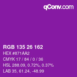 Color code: RGB 135 26 162 | qconv.com