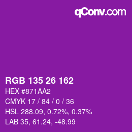 カラーコード: RGB 135 26 162 | qconv.com