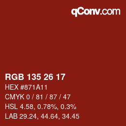 カラーコード: RGB 135 26 17 | qconv.com