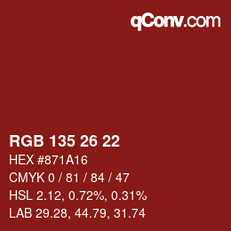 Farbcode: RGB 135 26 22 | qconv.com
