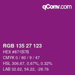 Color code: RGB 135 27 123 | qconv.com