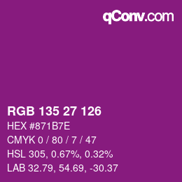 カラーコード: RGB 135 27 126 | qconv.com