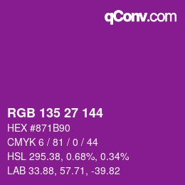 カラーコード: RGB 135 27 144 | qconv.com