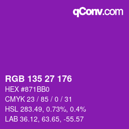カラーコード: RGB 135 27 176 | qconv.com