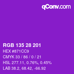 カラーコード: RGB 135 28 201 | qconv.com