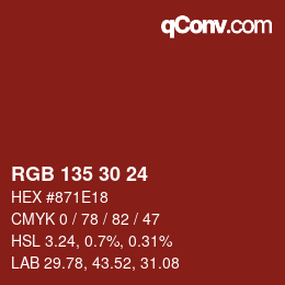 Color code: RGB 135 30 24 | qconv.com