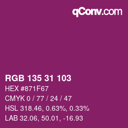 Color code: RGB 135 31 103 | qconv.com