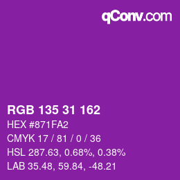 Color code: RGB 135 31 162 | qconv.com