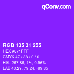 Color code: RGB 135 31 255 | qconv.com