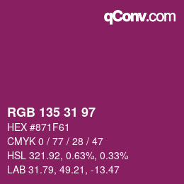 Farbcode: RGB 135 31 97 | qconv.com