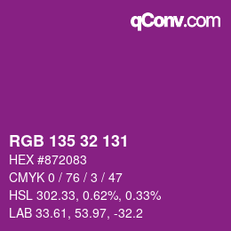 カラーコード: RGB 135 32 131 | qconv.com