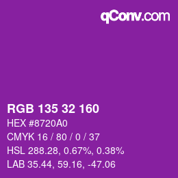 Color code: RGB 135 32 160 | qconv.com