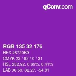 Color code: RGB 135 32 176 | qconv.com