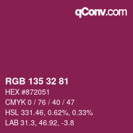 Color code: RGB 135 32 81 | qconv.com