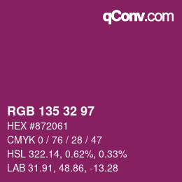 カラーコード: RGB 135 32 97 | qconv.com