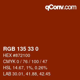 Color code: RGB 135 33 0 | qconv.com