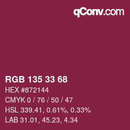 Color code: RGB 135 33 68 | qconv.com