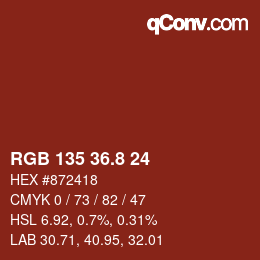 カラーコード: RGB 135 36.8 24 | qconv.com