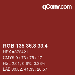 カラーコード: RGB 135 36.8 33.4 | qconv.com