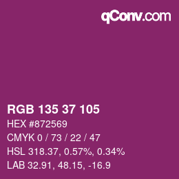 カラーコード: RGB 135 37 105 | qconv.com