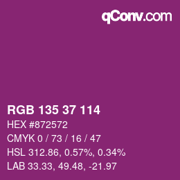 Color code: RGB 135 37 114 | qconv.com