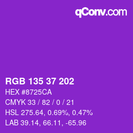 カラーコード: RGB 135 37 202 | qconv.com