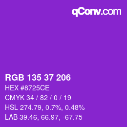 カラーコード: RGB 135 37 206 | qconv.com