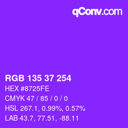 カラーコード: RGB 135 37 254 | qconv.com