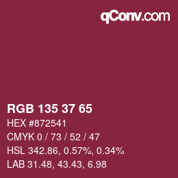 カラーコード: RGB 135 37 65 | qconv.com