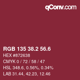 カラーコード: RGB 135 38.2 56.6 | qconv.com