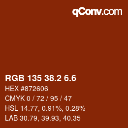 カラーコード: RGB 135 38.2 6.6 | qconv.com