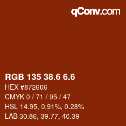 カラーコード: RGB 135 38.6 6.6 | qconv.com