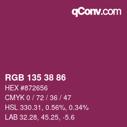 Color code: RGB 135 38 86 | qconv.com